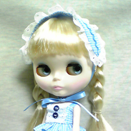 青ギンガムチェックワンピース